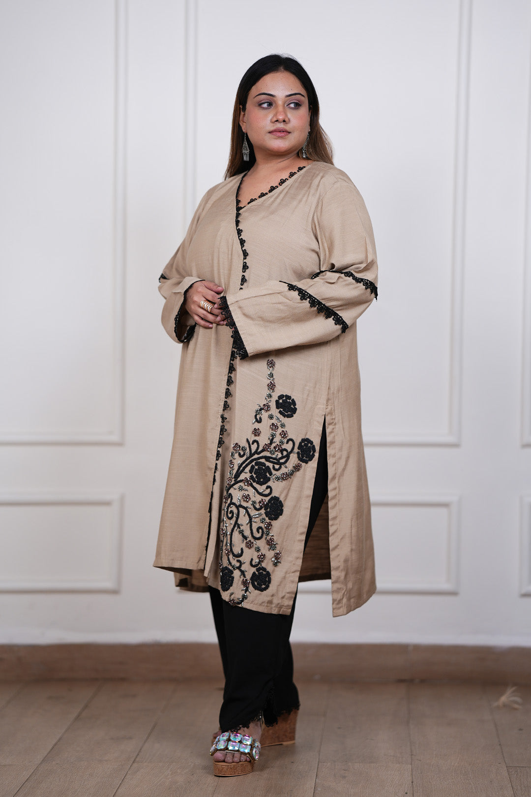 Beige Eclipse Kurti Pant Set
