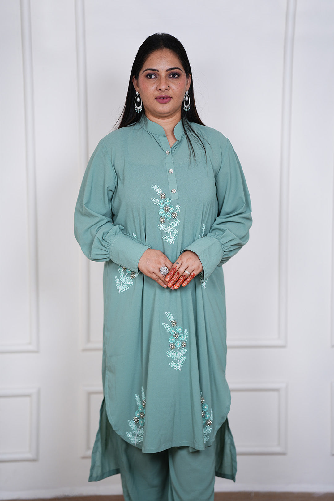 Celadon Whisper Kurti–Pant Set