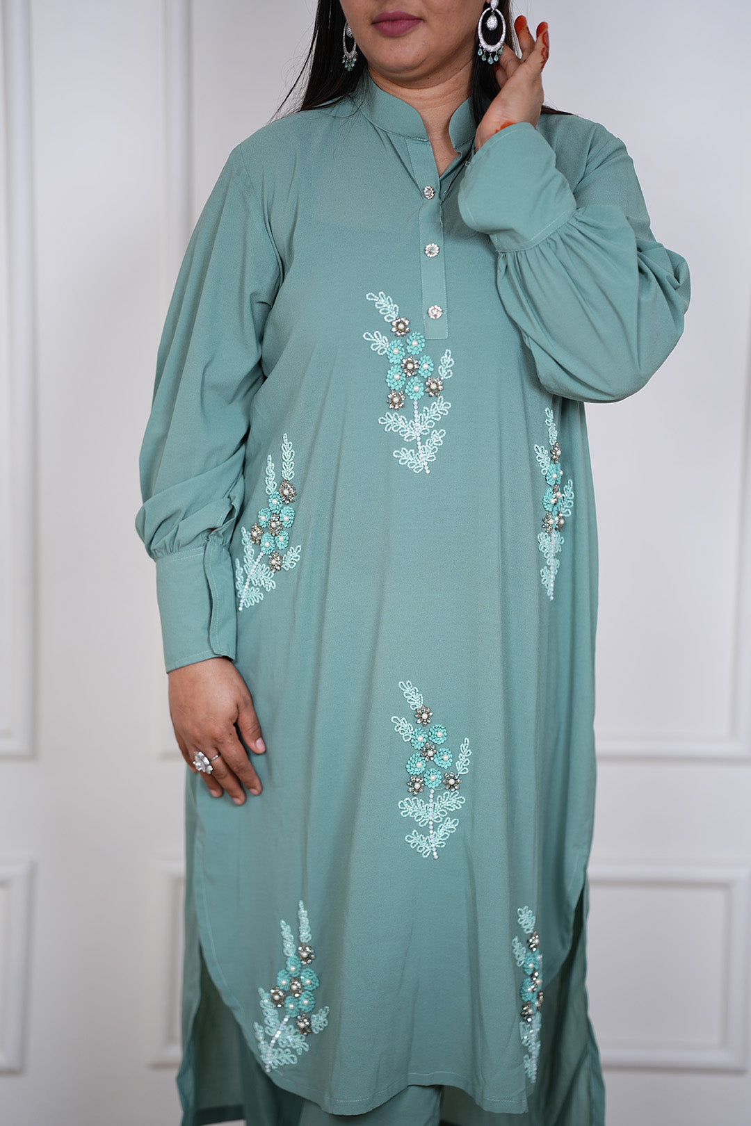 Celadon Whisper Kurti–Pant Set