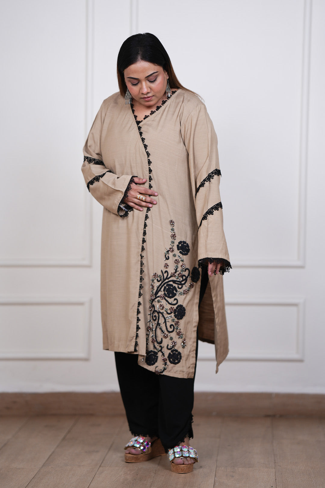 Beige Eclipse Kurti Pant Set