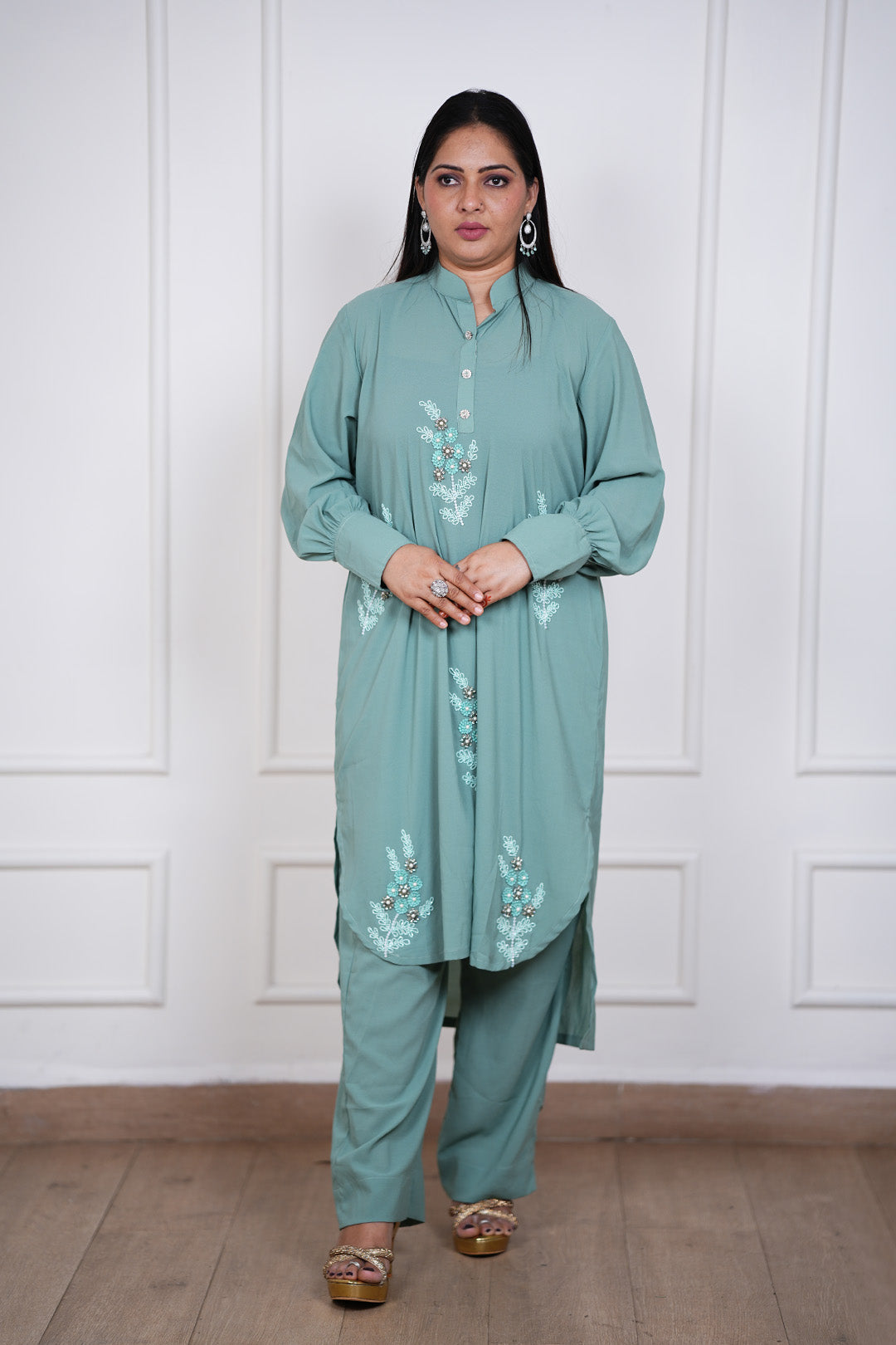 Celadon Whisper Kurti–Pant Set