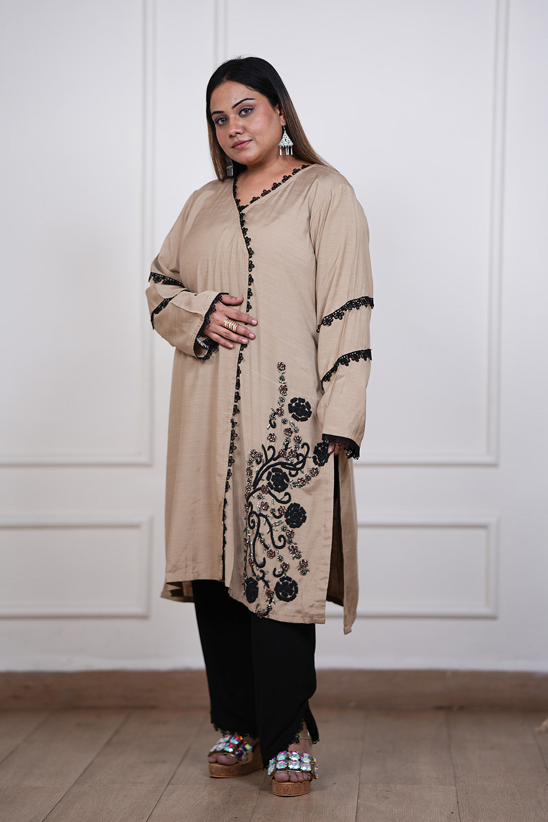 Beige Eclipse Kurti Pant Set