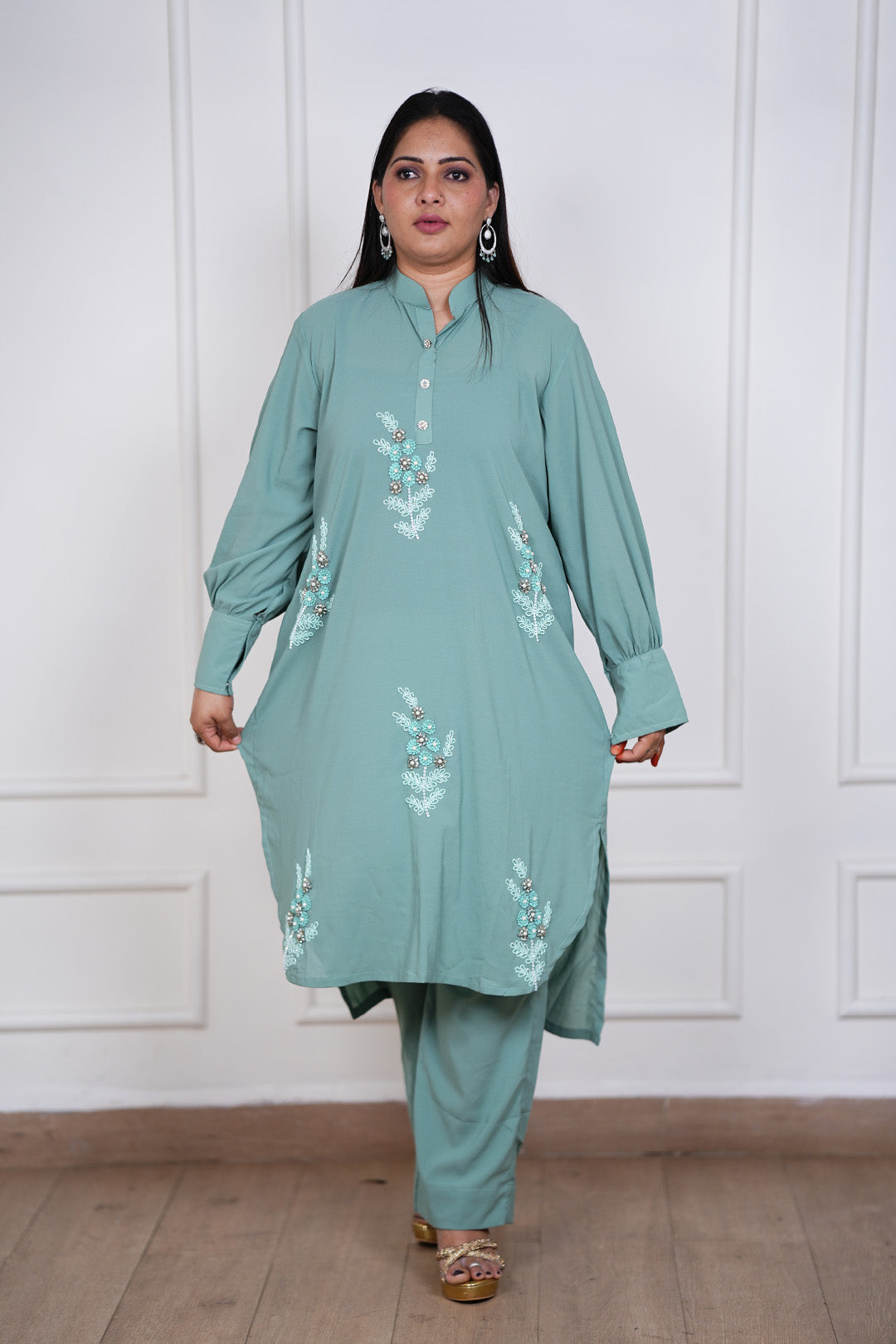 Celadon Whisper Kurti–Pant Set