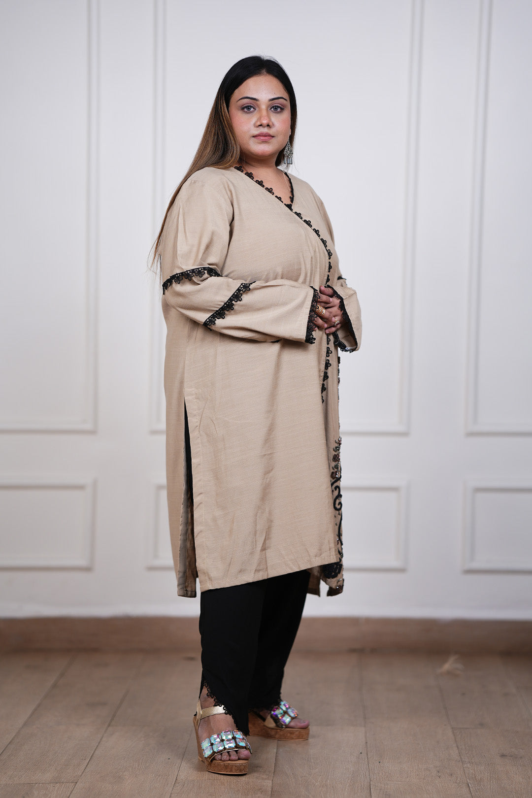 Beige Eclipse Kurti Pant Set