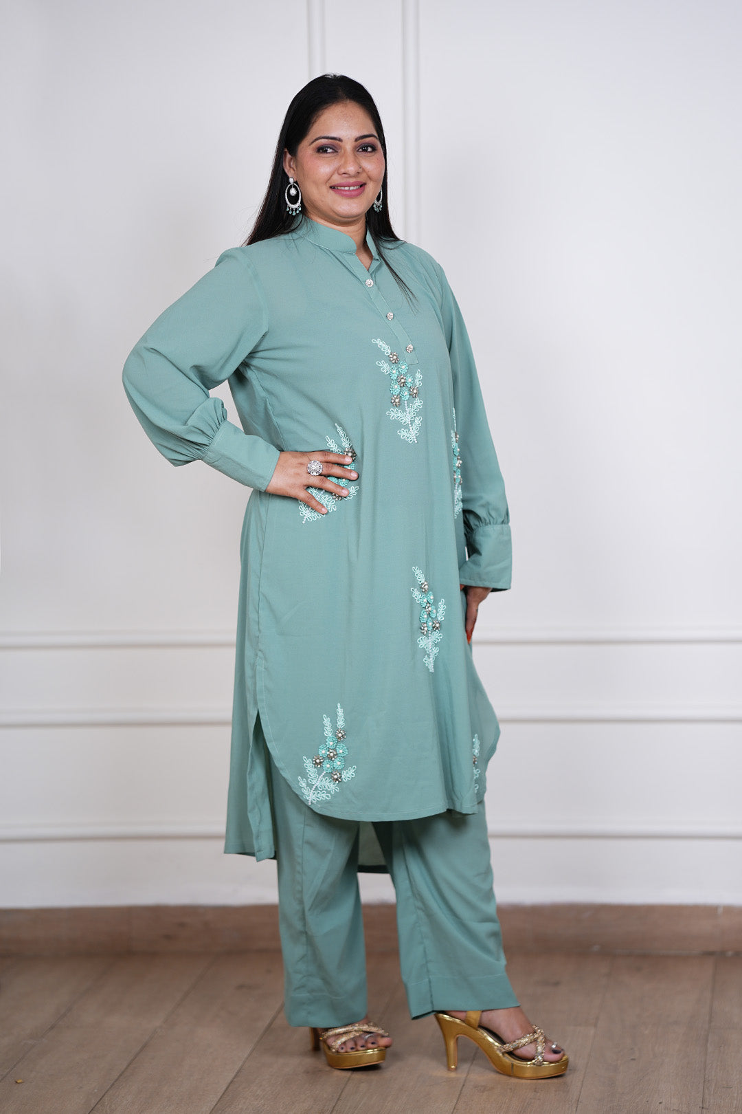 Celadon Whisper Kurti–Pant Set