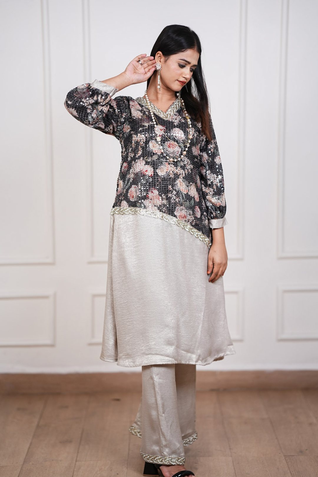 Aylin Midnight Floral Sequin Fusion Set