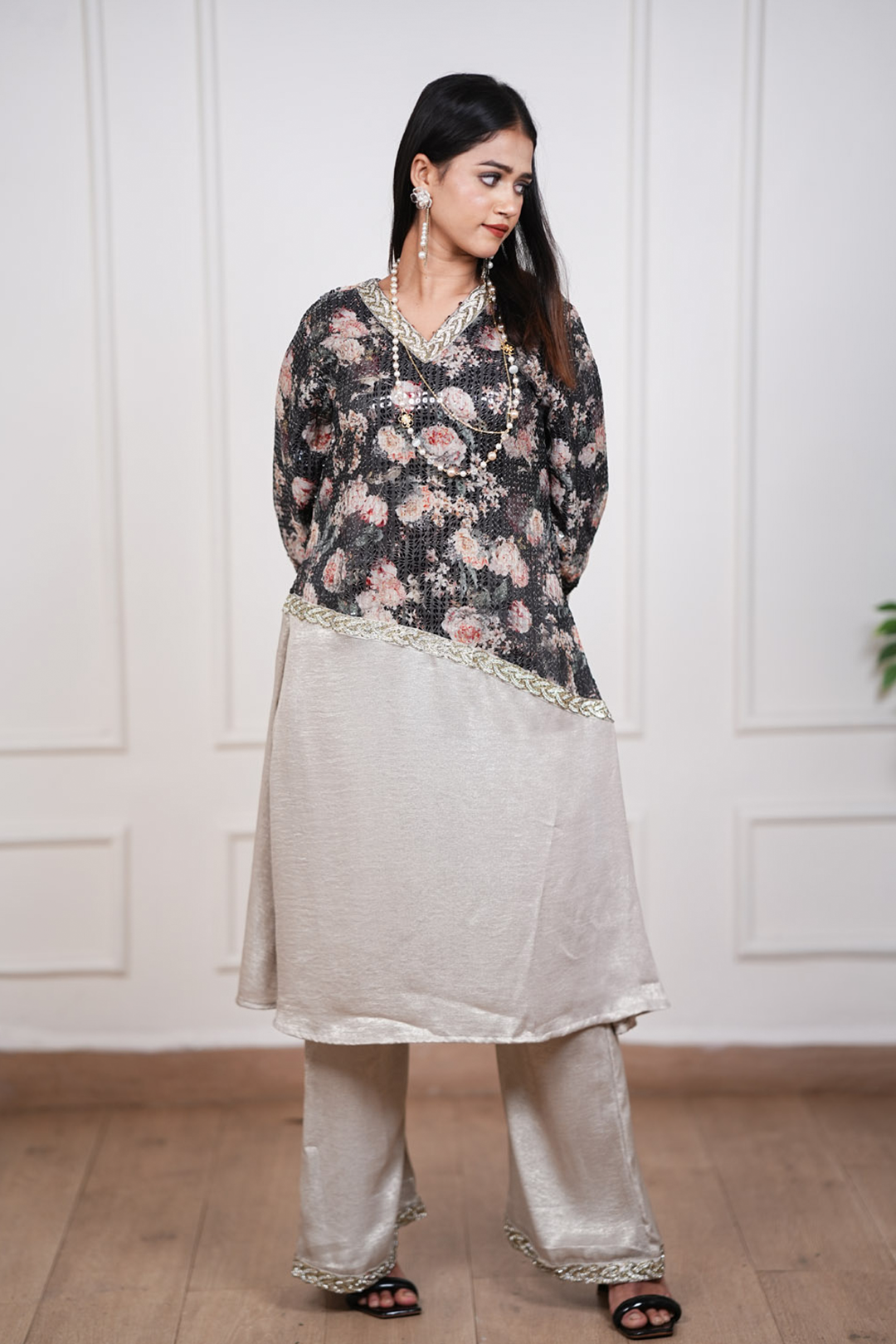 Aylin Midnight Floral Sequin Fusion Set