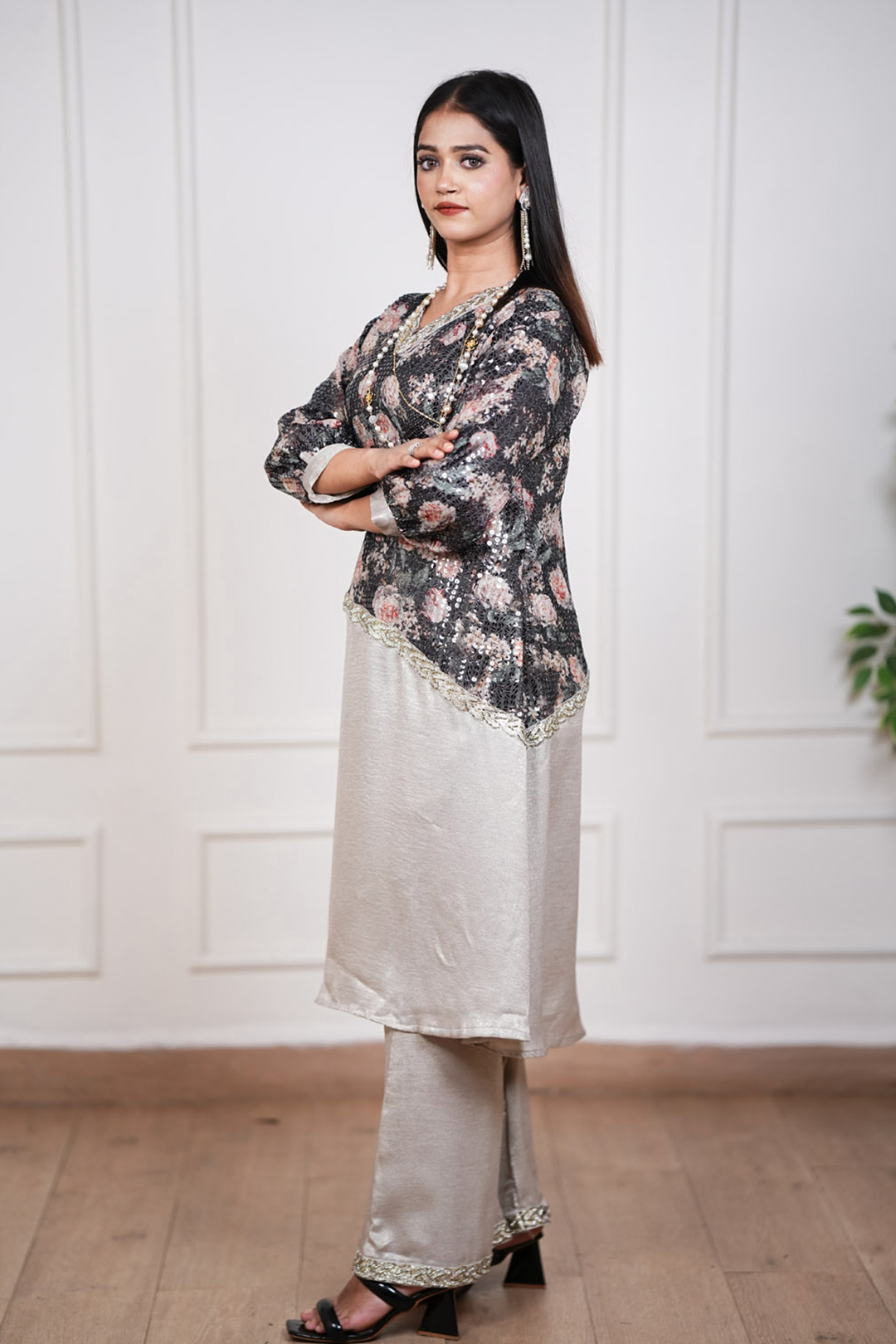 Aylin Midnight Floral Sequin Fusion Set