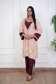 Blush Maroon Indo-Western Heirloom Co-ord Set