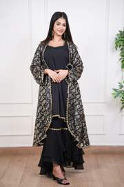 Noir Zari Eclipse Fusion Jacket Ensemble