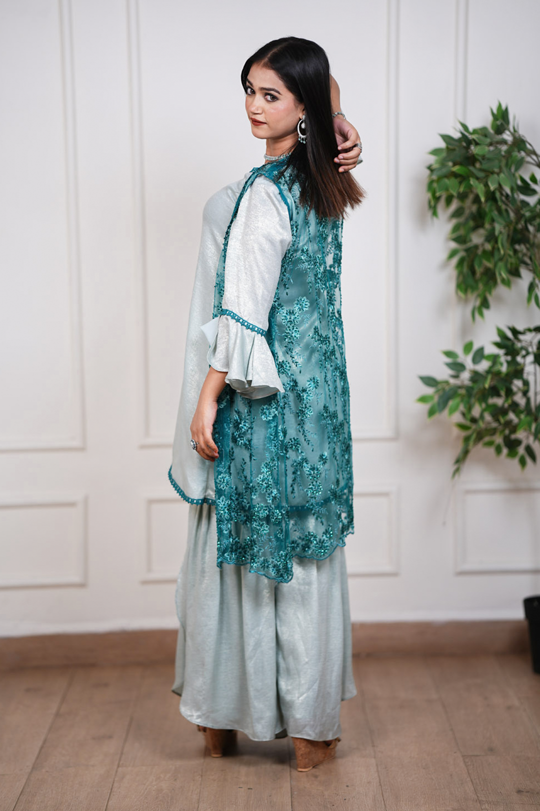 Teal Whisper Fusion Jacket Set