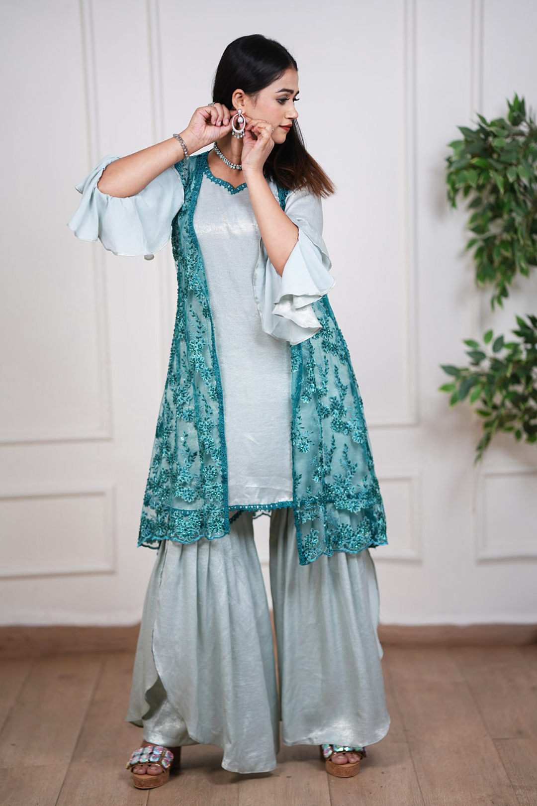 Teal Whisper Fusion Jacket Set