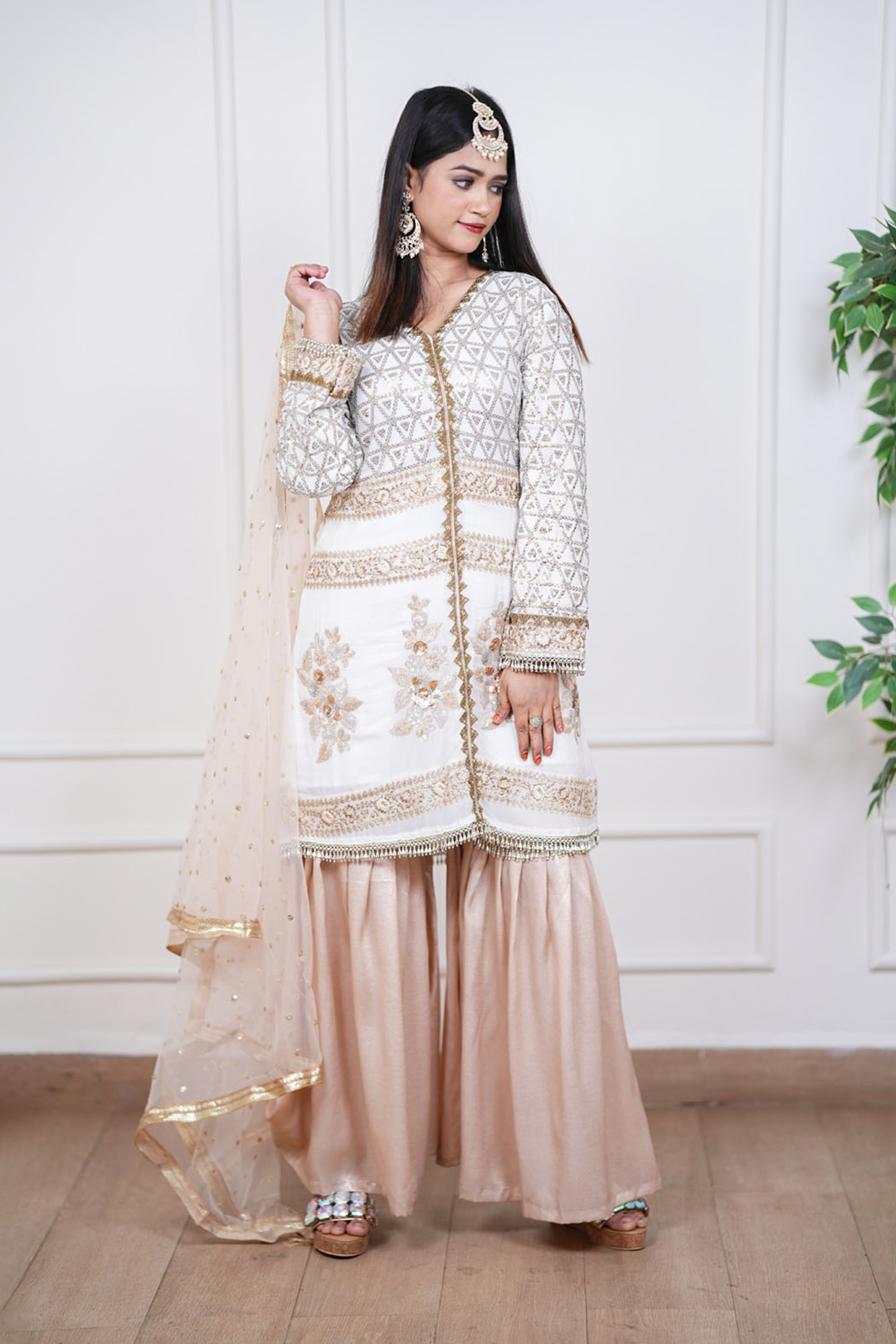 The Ivory Noor Shimmer Garara Suit