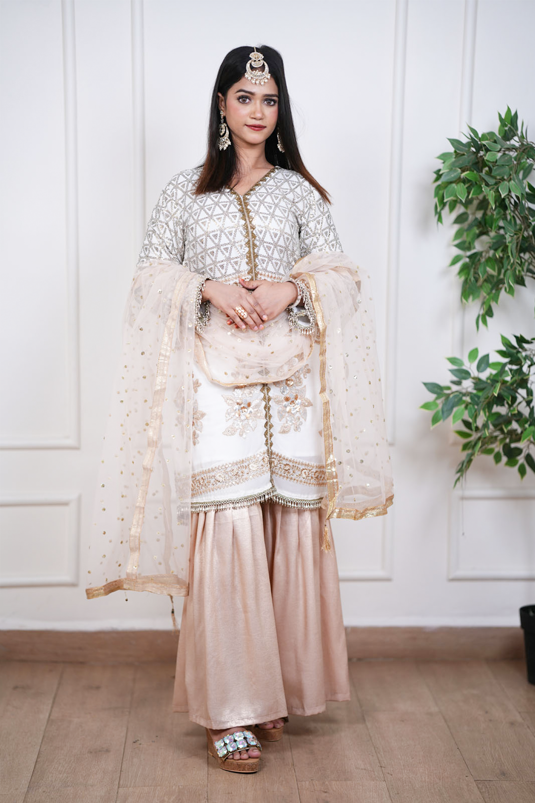 The Ivory Noor Shimmer Garara Suit
