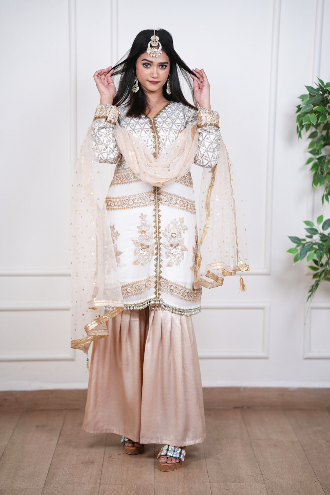 The Ivory Noor Shimmer Garara Suit