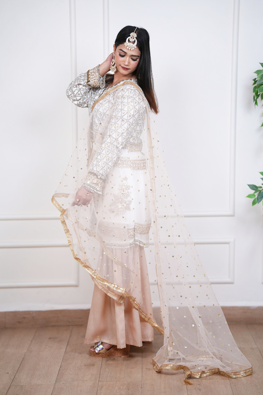 The Ivory Noor Shimmer Garara Suit