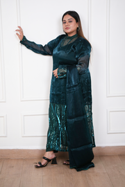Zareen Teal Shimmer Signature Suit