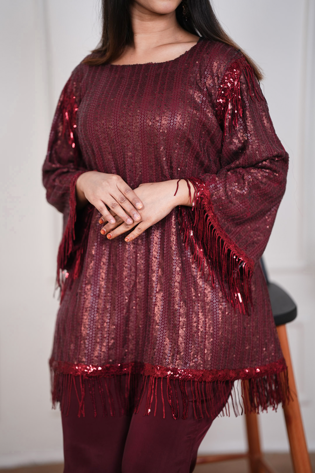 Zehraani Garnet Sequin Statement Set