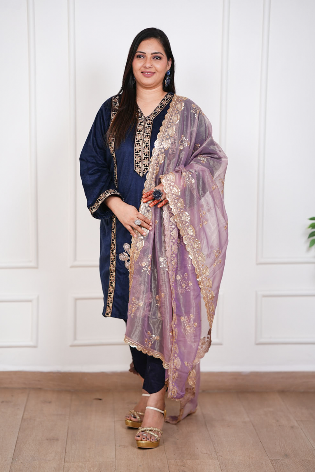 Zivara Midnight Blue Velvet Suit