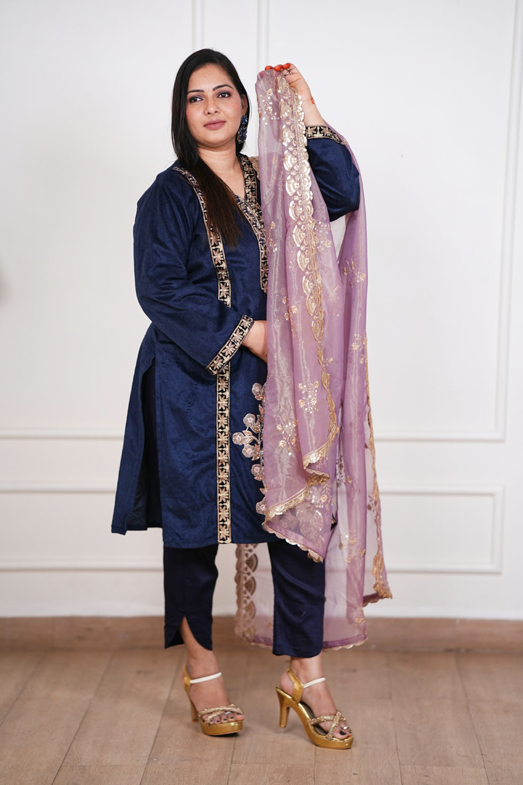 Zivara Midnight Blue Velvet Suit