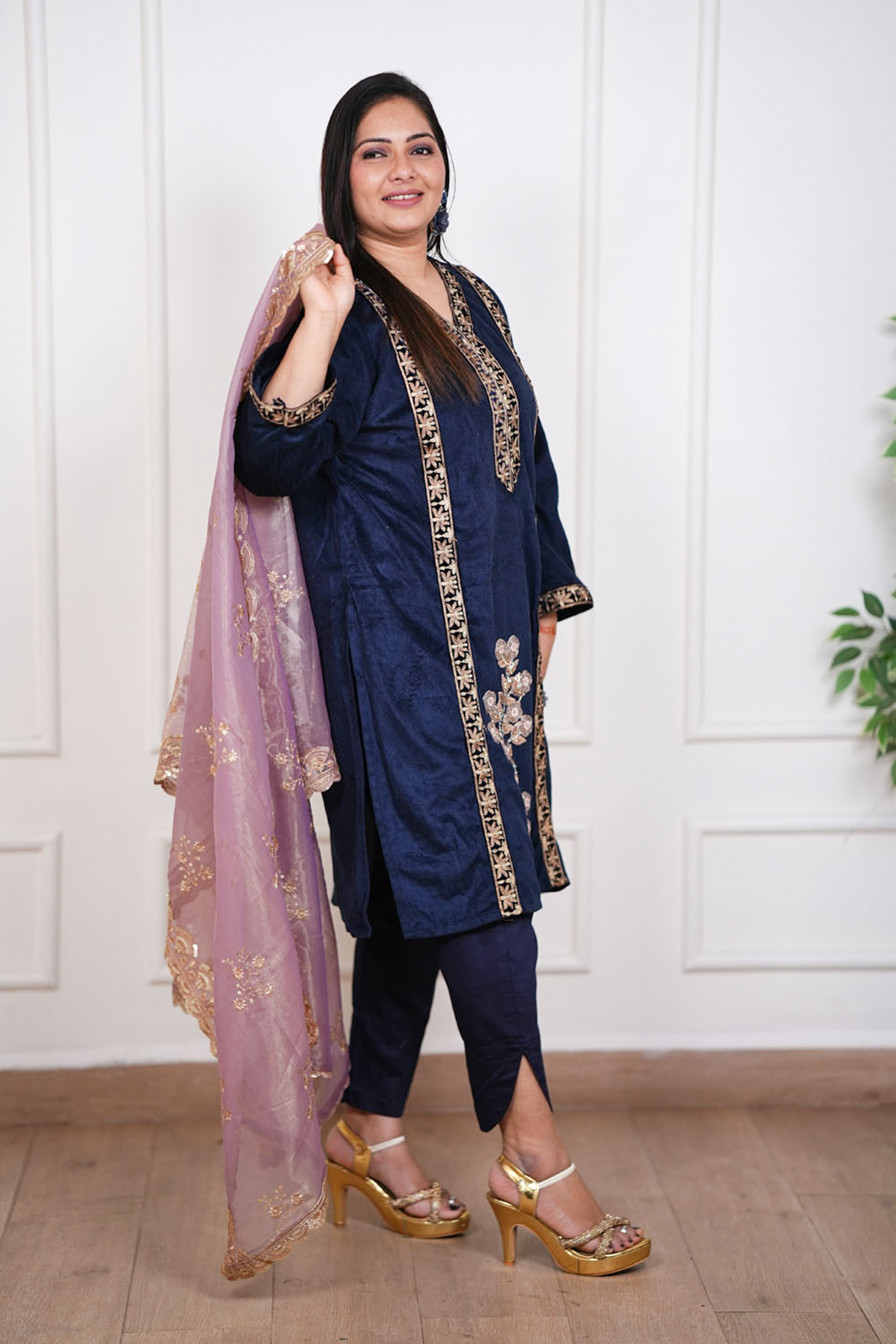 Zivara Midnight Blue Velvet Suit