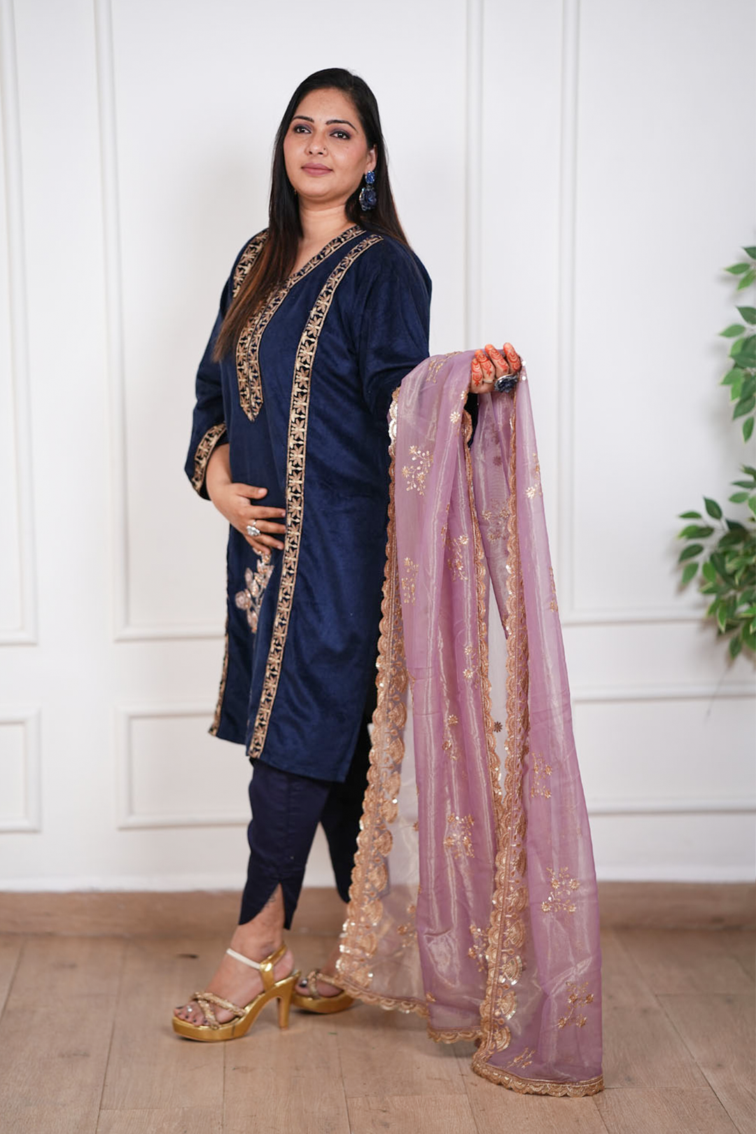 Zivara Midnight Blue Velvet Suit