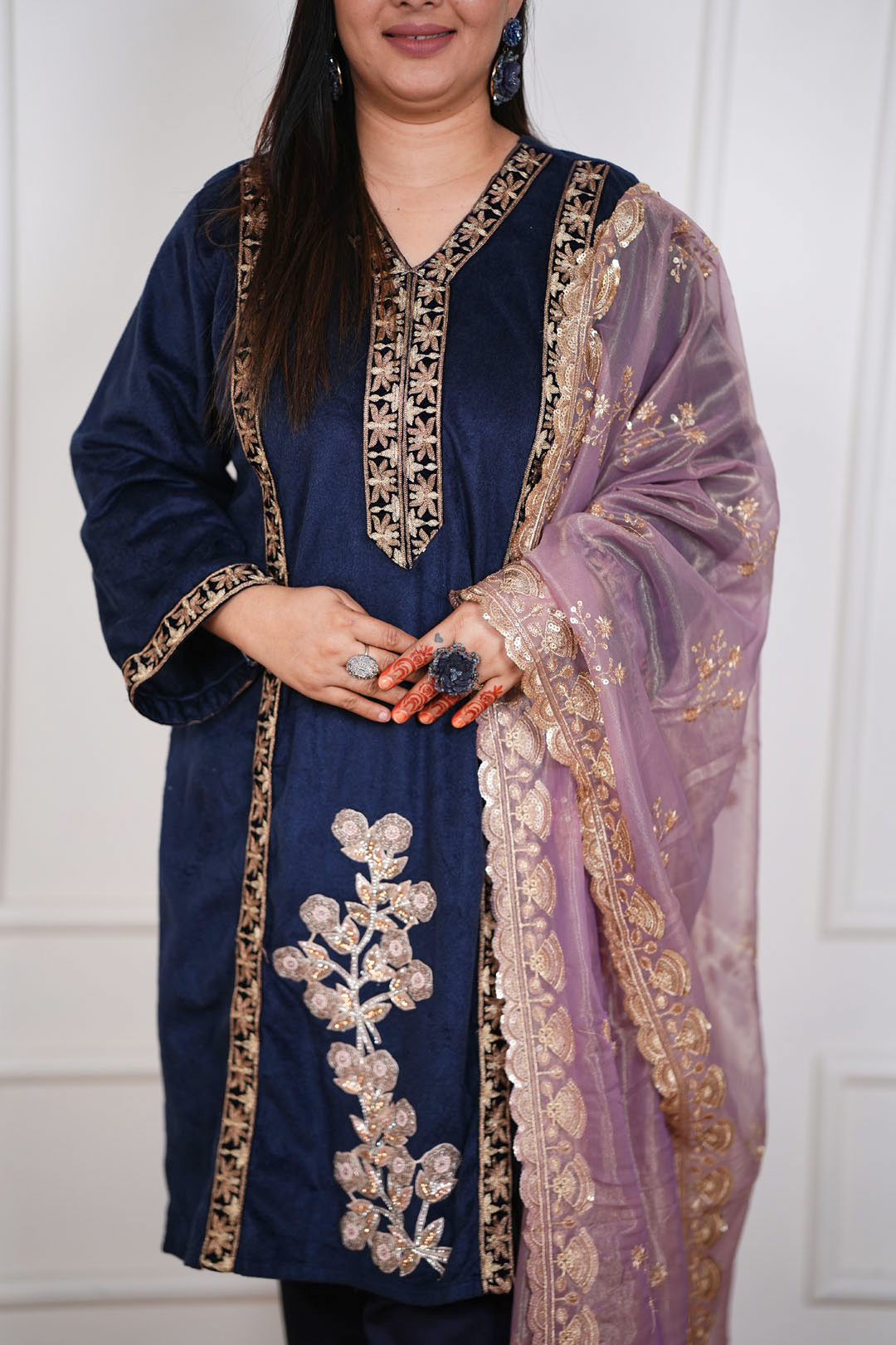 Zivara Midnight Blue Velvet Suit